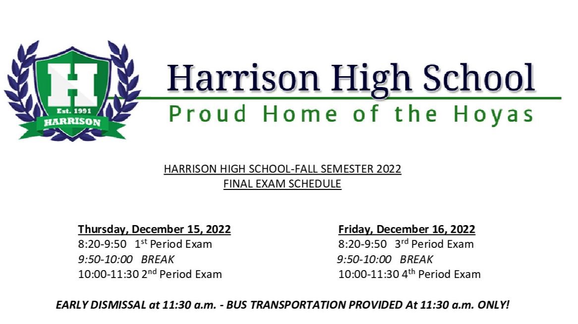 Final Exam Schedule - Winter 2022